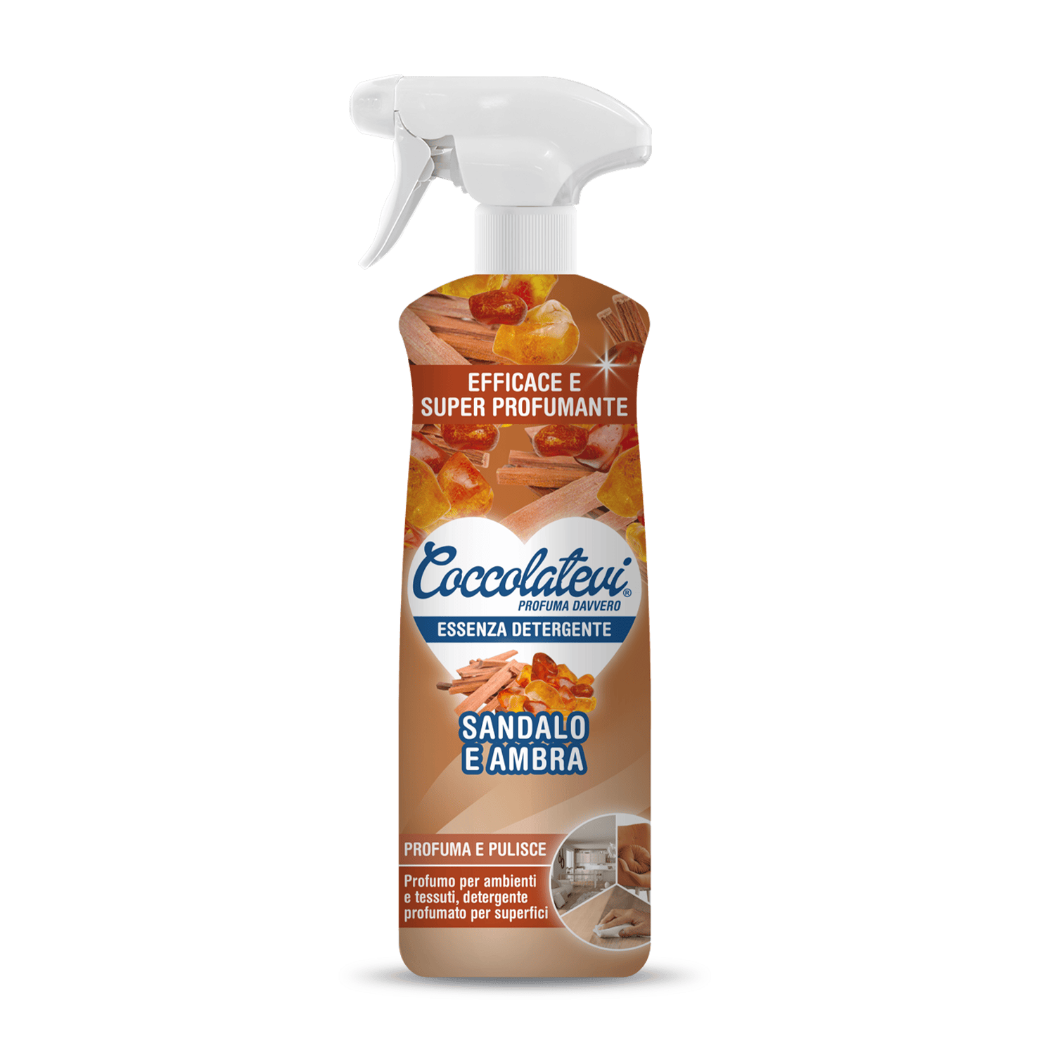 Essenza per ambienti e detergente universale Sandalo e Ambra 750 ml